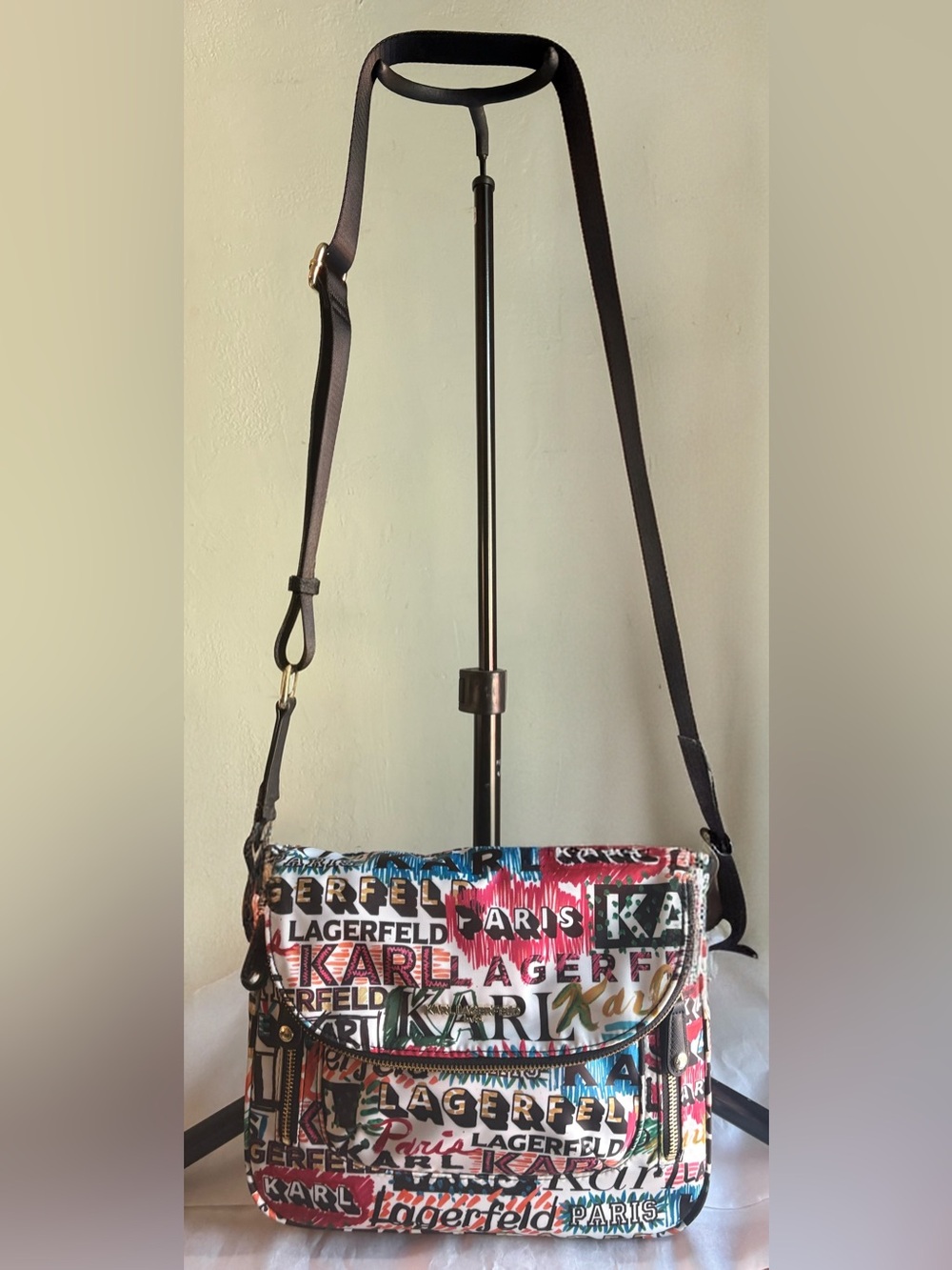 Karl Lagerfeld Cara Graffiti Messenger Crossbody Bag - Picture 5 of 13